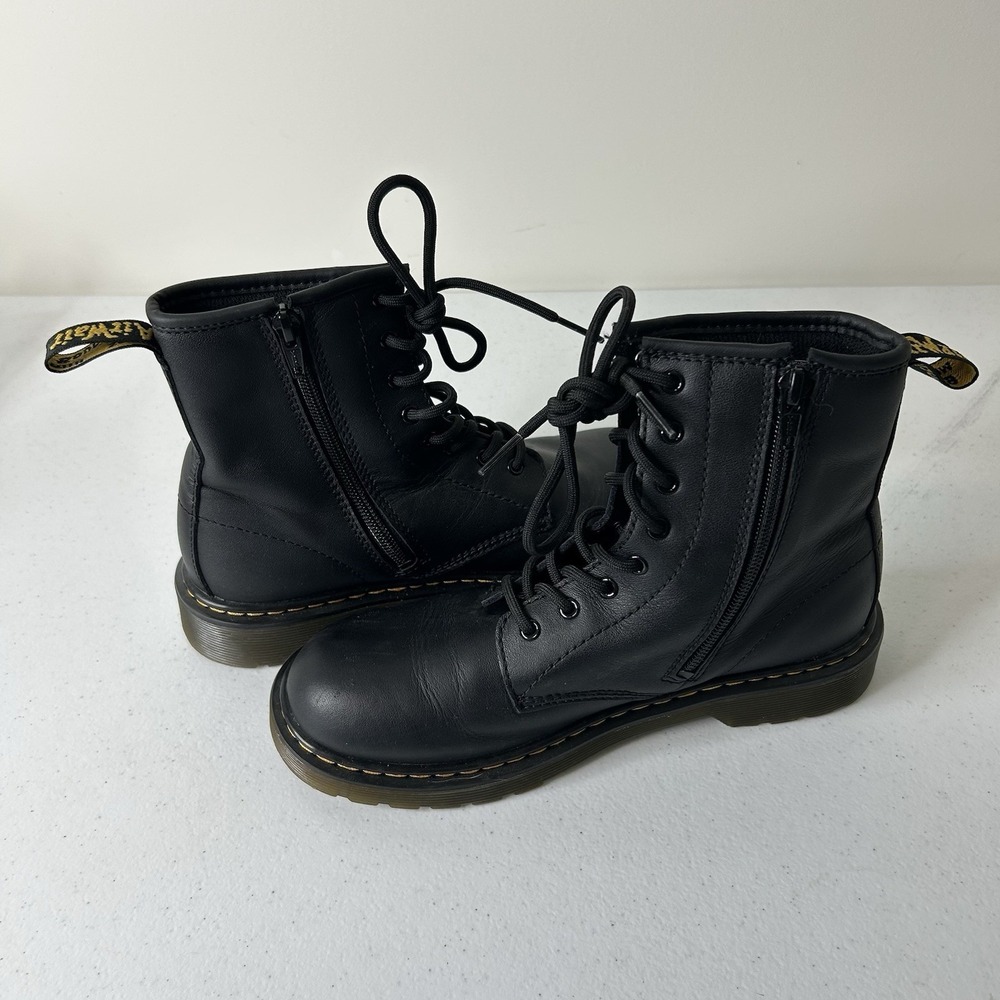 Dr. Martens 1460 Y Softy T Leather Lace Up Boots Size 5M 6L Black Side Zipper - Picture 5 of 8